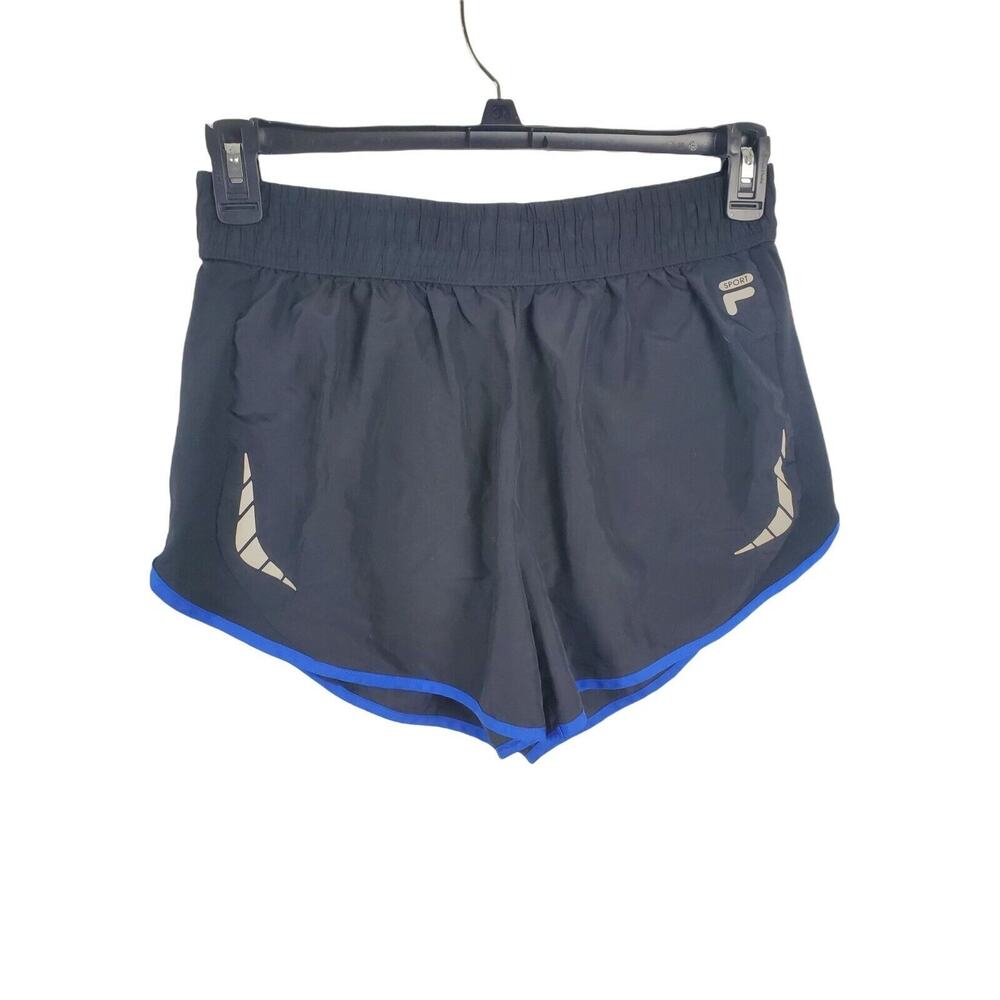 Fila Running Shorts Medium Womens Black Blue Light Weight Walking Athletic Botto